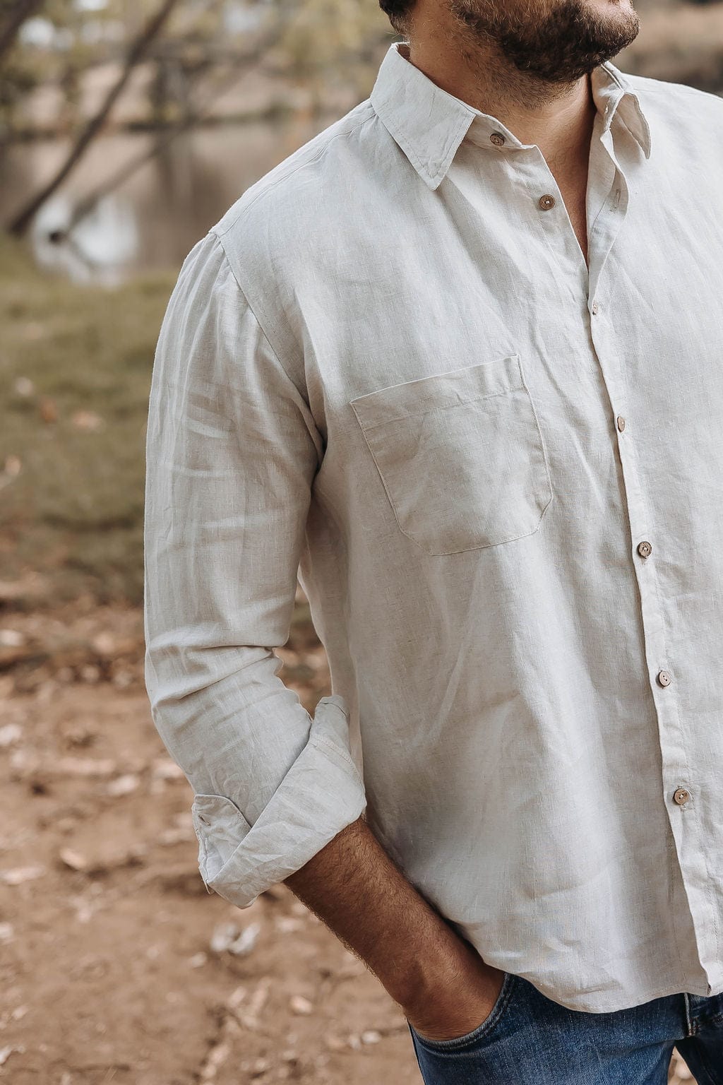 Adrian Long Sleeve Shirt - Oatmeal